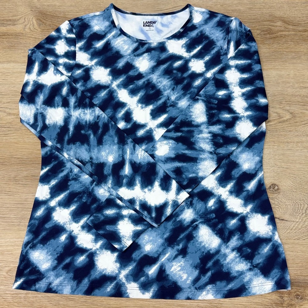 Lands' End Long Sleeve Rash Guard Swim Shirt Womens Size M 10-12 Blue
Tie-Dye